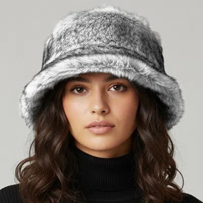 Fashnzfab Soft Plush Faux Fur Winter Bucket Hat In White