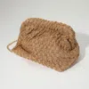 Fashnzfab Soft Woven Raffia Slouchy Pouch Bag / Crossbody Bag In Green