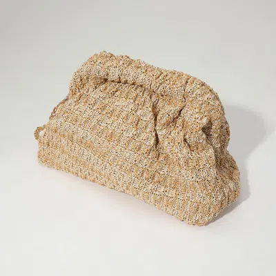 Fashnzfab Soft Woven Raffia Slouchy Pouch Bag / Crossbody Bag In Sand