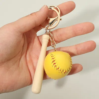 Fashnzfab Softball Ball Keychain Bag Charm In Multi