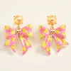 Fashnzfab Softball Bow Drop Earrings In Multi
