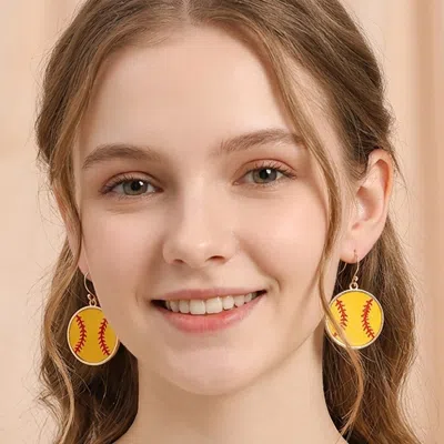 Fashnzfab Softball Dangle Earrings In Silver