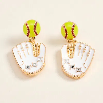 Fashnzfab Softball Glove Drop Dangle Earrings In Gray