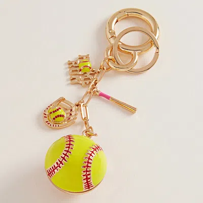 Fashnzfab Softball Keychain / Bag Charm In Yellow