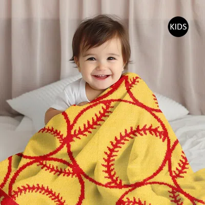 Fashnzfab Softball Patterned Reversible Kids Throw Blanket