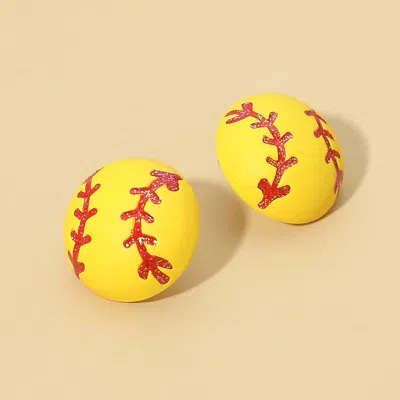 Fashnzfab Softball Stud Earrings Yellow In Gold