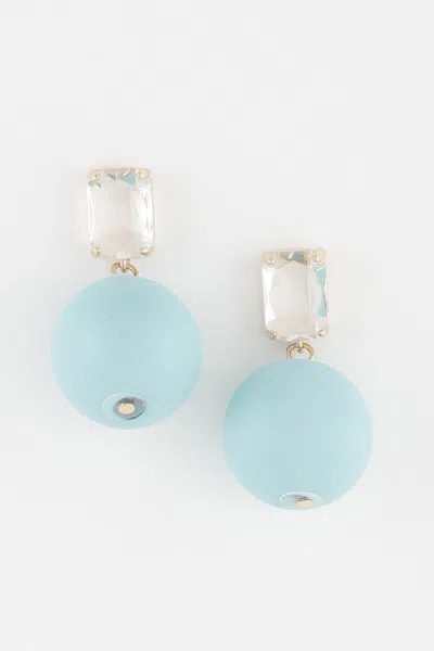 Fashnzfab Solid Bead Drop Earrings In Blue