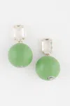 Fashnzfab Solid Bead Drop Earrings In Green