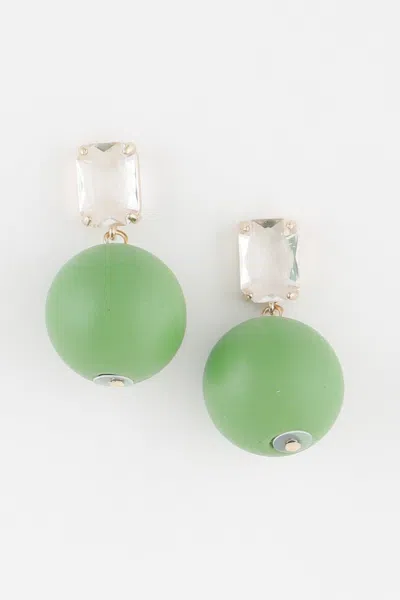 Fashnzfab Solid Bead Drop Earrings In Green