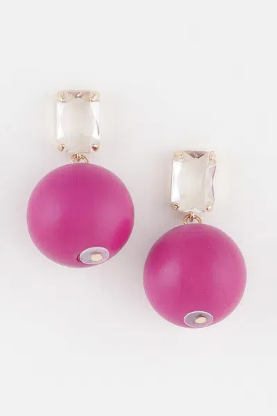 Fashnzfab Solid Bead Drop Earrings In Pink
