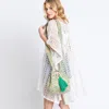 Fashnzfab Solid Bucket Bag With Aztec Strap In Green