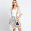 Fashnzfab Solid Bucket Bag With Aztec Strap In Yellow