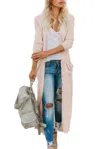 Fashnzfab Solid Button Down Front Pocket Knitted Cardigan