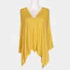 Fashnzfab Solid Button Poncho In Yellow