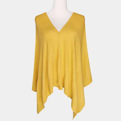 Fashnzfab Solid Button Poncho In Yellow