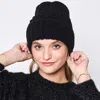 Fashnzfab Solid Cable Knit Beanie Hat In Black