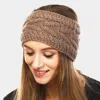 Fashnzfab Solid Cable Knit Earmuff Headband In Beige
