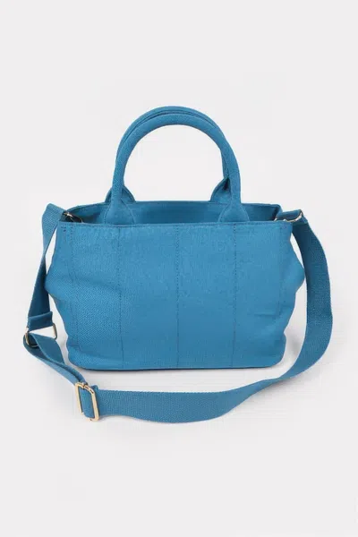 Fashnzfab Solid Canvas Tote In Blue