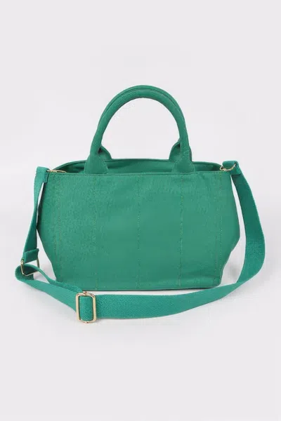 Fashnzfab Solid Canvas Tote In Green