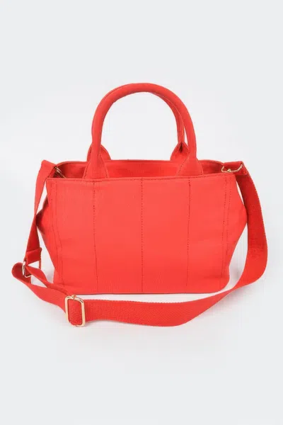 Fashnzfab Solid Canvas Tote In Red