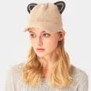 Fashnzfab Solid Cat Ear Slouchy Newboy Cap In Sand