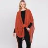 Fashnzfab Solid Chenille Crochet Ruana Poncho In Multi