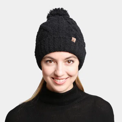 Fashnzfab Solid Color Cable Knit Beanie In Black