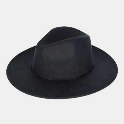Fashnzfab Solid Color Classic Wide Brim Fedora Hat In Black