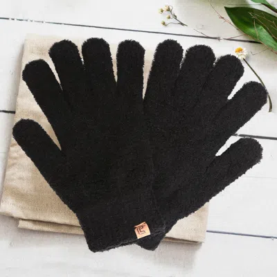 Fashnzfab Solid Color Cozy Gloves In Black