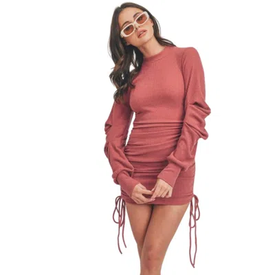 Fashnzfab Solid Color Mock Neck Mini Bodycon Dress In Multi