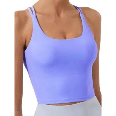 Fashnzfab Solid Color Plain Sports Bra In Purple