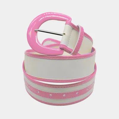 Fashnzfab Solid Color Trimmed Faux Leather Belt In Pink