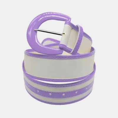 Fashnzfab Solid Color Trimmed Faux Leather Belt In Purple