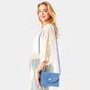 Fashnzfab Solid Color With Pearl Button Straw Micro Crossbody Bag In Blue