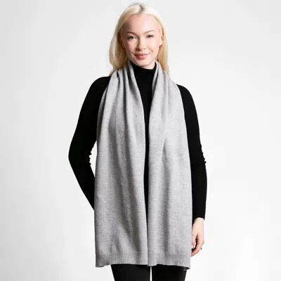 Fashnzfab Solid Colore Ribbed Oblong Scarf In Gray