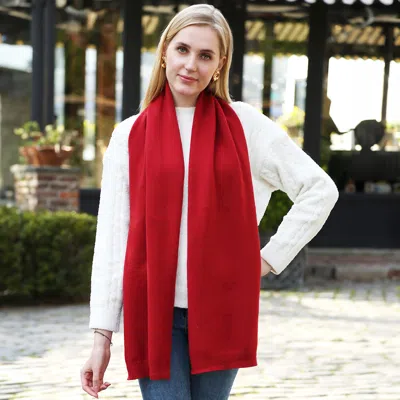 Fashnzfab Solid Colore Ribbed Oblong Scarf In White