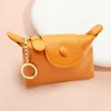 Fashnzfab Solid Compact Keychain Mini Wallet Pouch Bag In Brown