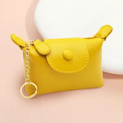 Fashnzfab Solid Compact Keychain Mini Wallet Pouch Bag In Yellow
