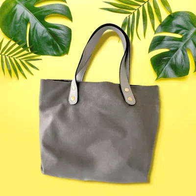 Fashnzfab Solid Cotton Tote / Crossbody Bag In Gray