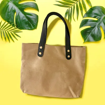 Fashnzfab Solid Cotton Tote / Crossbody Bag In Sand