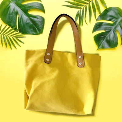 Fashnzfab Solid Cotton Tote / Crossbody Bag In Yellow