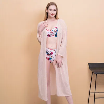 Fashnzfab Solid Cover Up Kimono Poncho In Pink