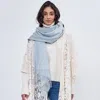 Fashnzfab Solid Cozy Scarf With Fringe In Blue