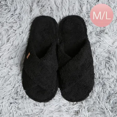 Fashnzfab Solid Criss Cross Soft Home Indoor Floor Slippers Black M/l