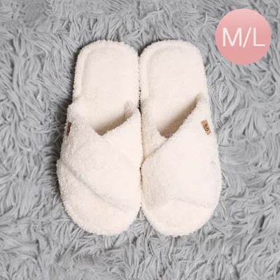 Fashnzfab Solid Criss Cross Soft Home Indoor Floor Slippers Ivory M/l In Multi