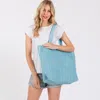 Fashnzfab Women's Solid Crochet Straw Bag In Blue
