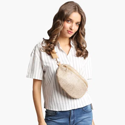 Fashnzfab Solid Embroidered Crossbody Belt Bag / Sling Bag / Fanny Pack In Gold