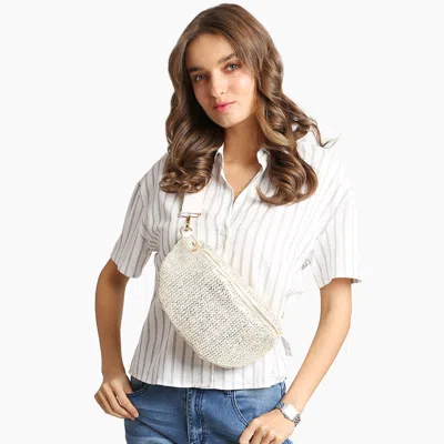 Fashnzfab Solid Embroidered Crossbody Belt Bag / Sling Bag / Fanny Pack In Sand