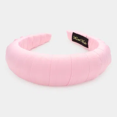 Fashnzfab Solid Fabric Wrapped Padded Headband In Pink