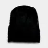 Fashnzfab Solid Faux Fur Backpack Bag In Black